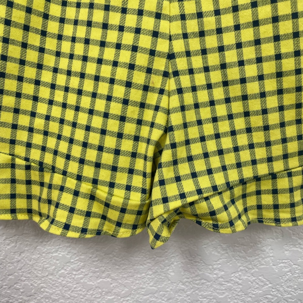 Zara Yellow / Black Check Ruffle High Rise Shorts - Picture 3 of 10